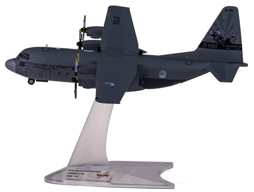 1:200 Herpa RNLAF Lockheed C-130H Hercules Aircraft Diecast Plane Fighter Model