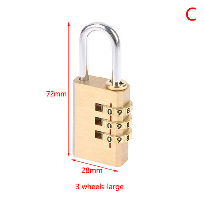 Brass Mini 3/4 Digits Number Code Lock Combination Padlock For Travelling Bag