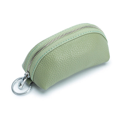 Unisex Soft Small Real Leather Pouch Coins Purse Mini Soft Wallet Zips Keys Bag