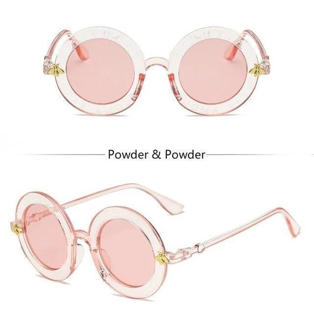 Round Frame Sunglasses Woman Retro Fashion Style Glasses Female Bee Design UV400
