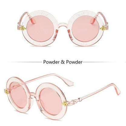 Round Frame Sunglasses Woman Retro Fashion Style Glasses Female Bee Design UV400