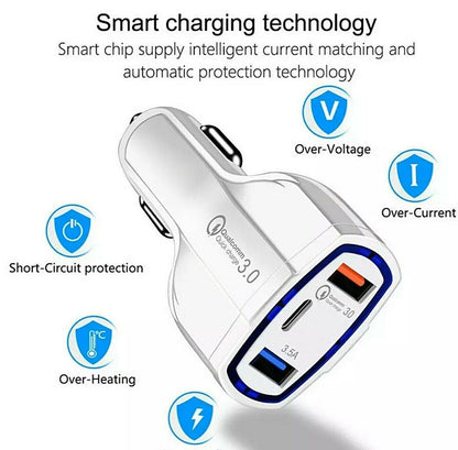 2 X Fast Car Charger Adapter Smart Charging Technology for Smart Phone Cell US*