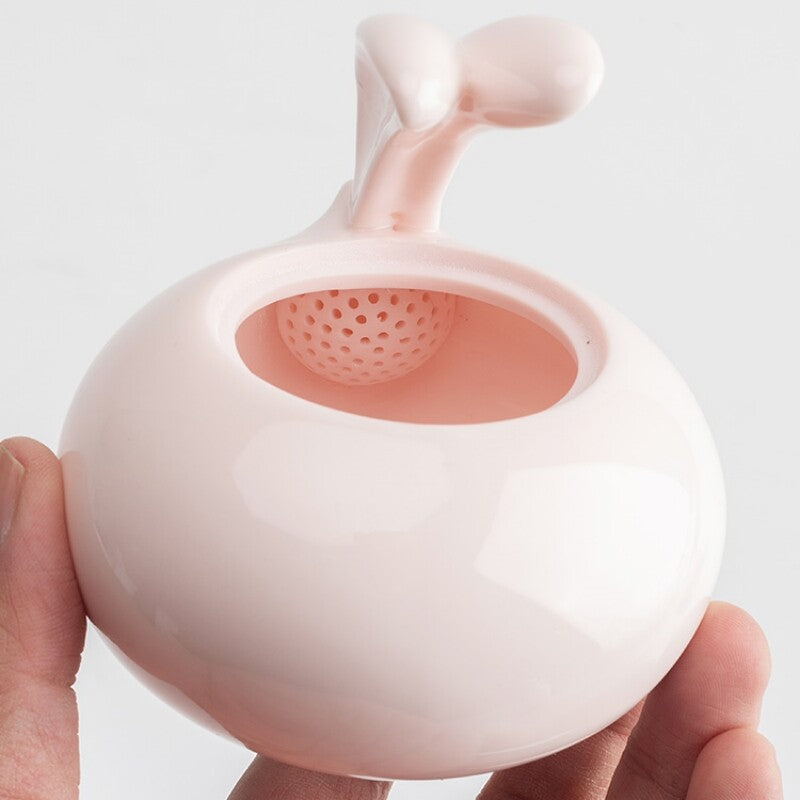 Porcelain Tea Set For Lady Pink Tea Pot Ball Shaped Infuser Hole Matching Teacup