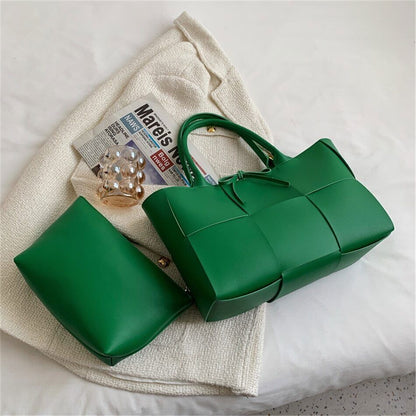 2 Set Women's Tote Bags PU Leather Shoulder Bags Women Lady Bag Handbags