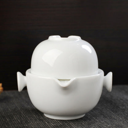 Ceramics Tea Set Include 1 Pot 1 Cup Porcelain Gaiwan Teapot Kung Fu Travel
