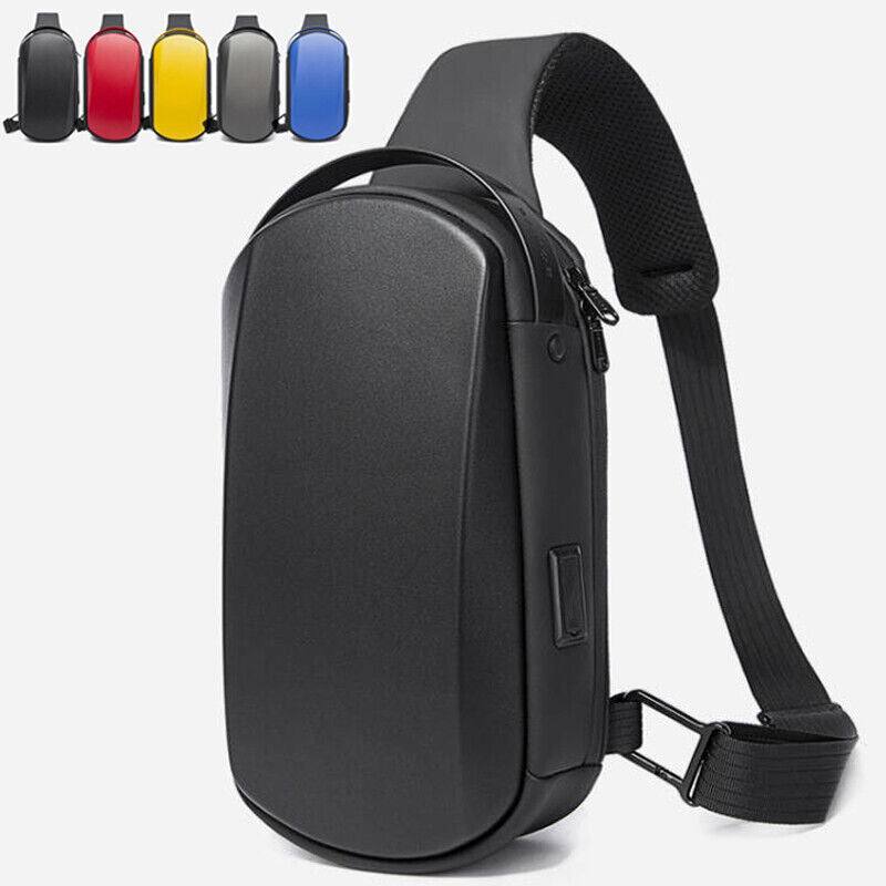 Unisex Sling Backpack Oxford cloth Waterproof Crossbody Bag USB Port Sport Bags