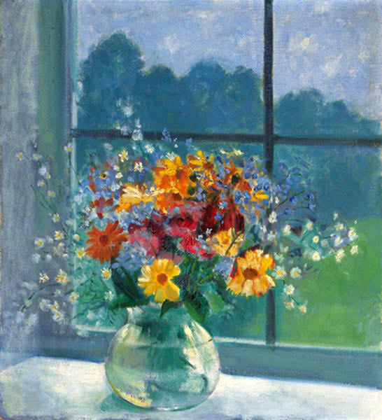 Art Oil painting BERNHARD GUTMANN - Floral Still Life inglass vase Hand painted