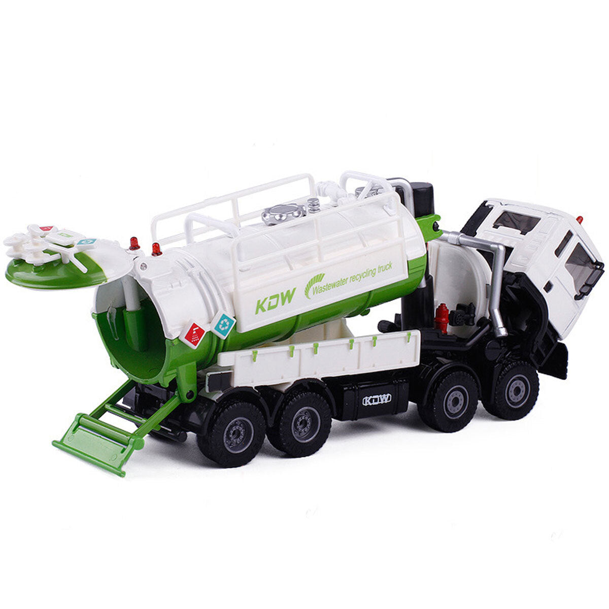 6.9" Sewage Recycling Truck Toy Model Car Diecast Toy Vehicle Boys Toys White