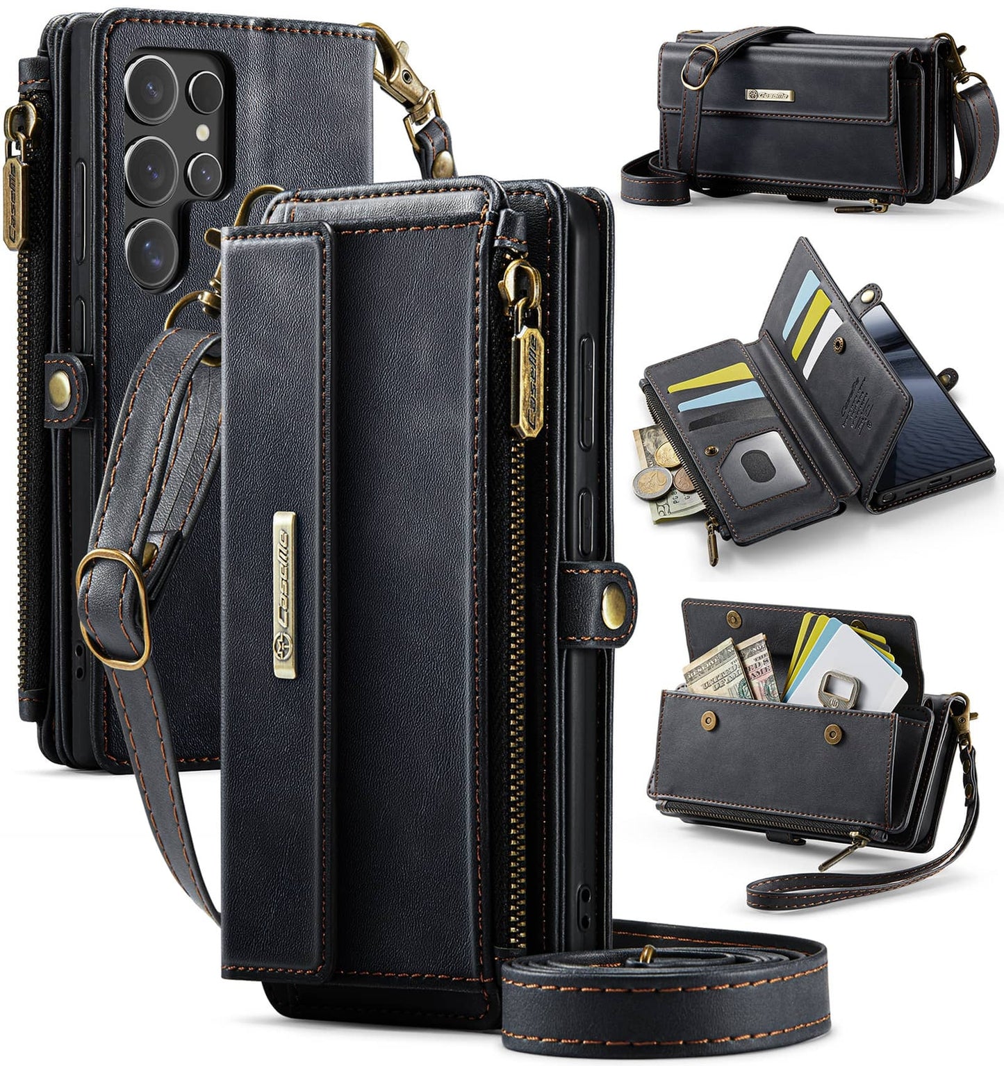 For Samsung Galaxy S25 Ultra Plus Wallet Case, Card Holder Kickstand Flip Cover