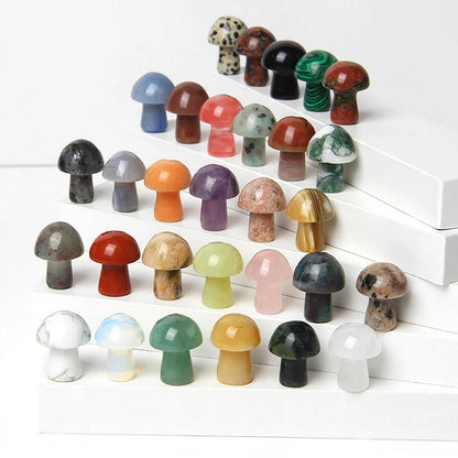 Mini Crystal Mushrooms Agate Stones Natural Quartz Gem Crystal Healing