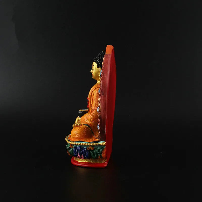 12cm Resin Sakyamuni Buddha Statue Handpainted Home Ornament