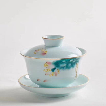 Gaiwan Jingdezhen Blue and White Porcelain Tea Bowl Celadon White Cup