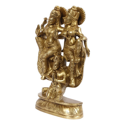 Brass Vishnu Laxmi Riding on Garuda Idol God Figurine Statue 8.5-Inch