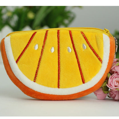Women Soft Plush Fruit Coin Wallet Phone Bag Wallet Purse Zipper Handbag