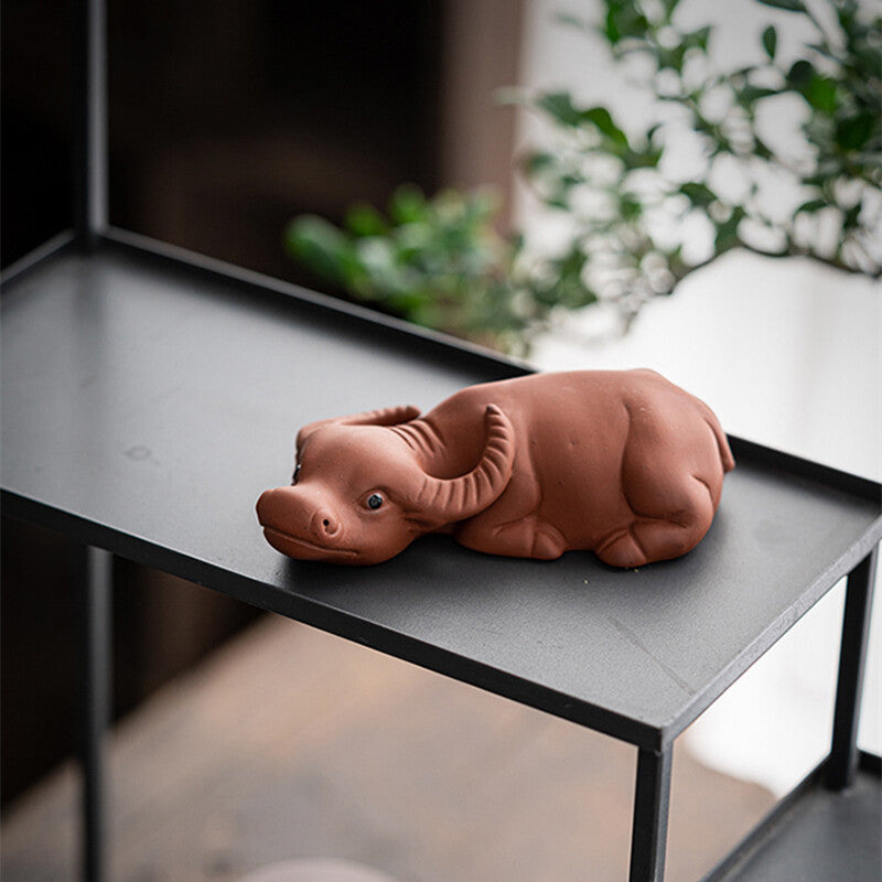 Chinese Yixing Zisha Purple Clay Tea Pet Bull Holder For Lid Of Tea Pot Tea Play
