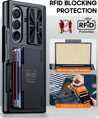 for Samsung Galaxy Z Fold 7 Case RFID Wallet with Cards Holder [Hinge Cover] [Ca