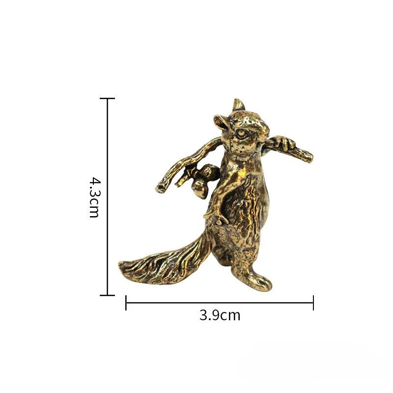 Squirrel Brass Animal Figure Home Decor Office Desk Decoration Ornament Craft