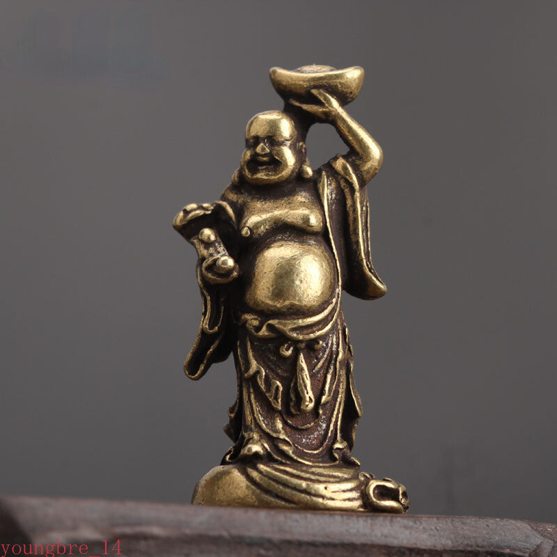Brass Maitreya Buddha Miniatures Figurines Small Statue Ornaments Home Design