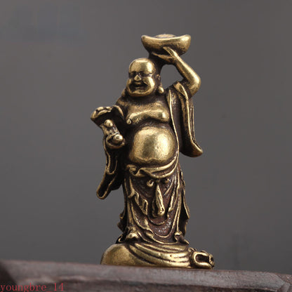 Brass Maitreya Buddha Miniatures Figurines Small Statue Ornaments Home Design