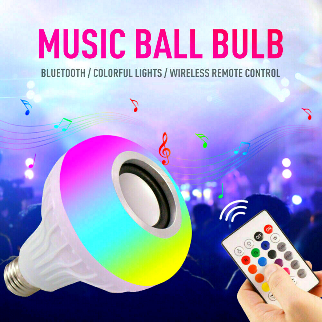 2PACK- Wireless Bluetooth Speaker E27 Bulb LED Light Music RGB Color Remote Lamp