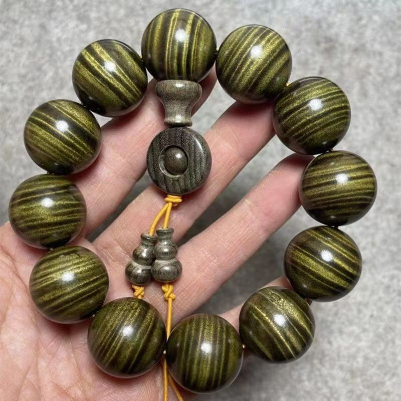 Golden Phoebe Yinchen Wood Bead Bracelet 20mm Water Wave Grain