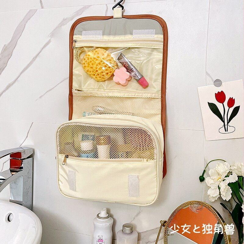 Portable Cosmetic Bag Large Travel Makeup Bags Toiletries Organizer Bathroom Bag