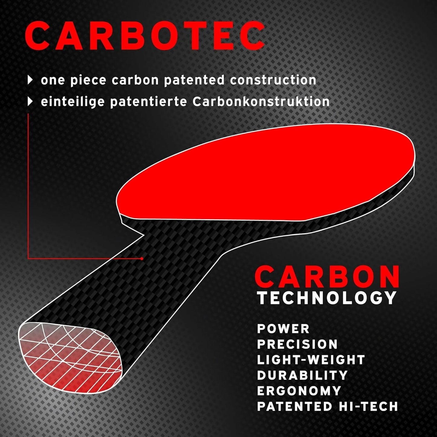 Wood Carbotec 3000 Table Tennis Bat Colour Black Weight 87 Grams Attacking