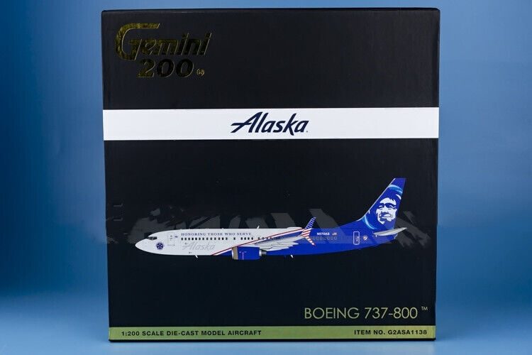 1:200 GeminiJets Alaska BOEING 737-800 Passenger Airplane Diecast Aircraft Model