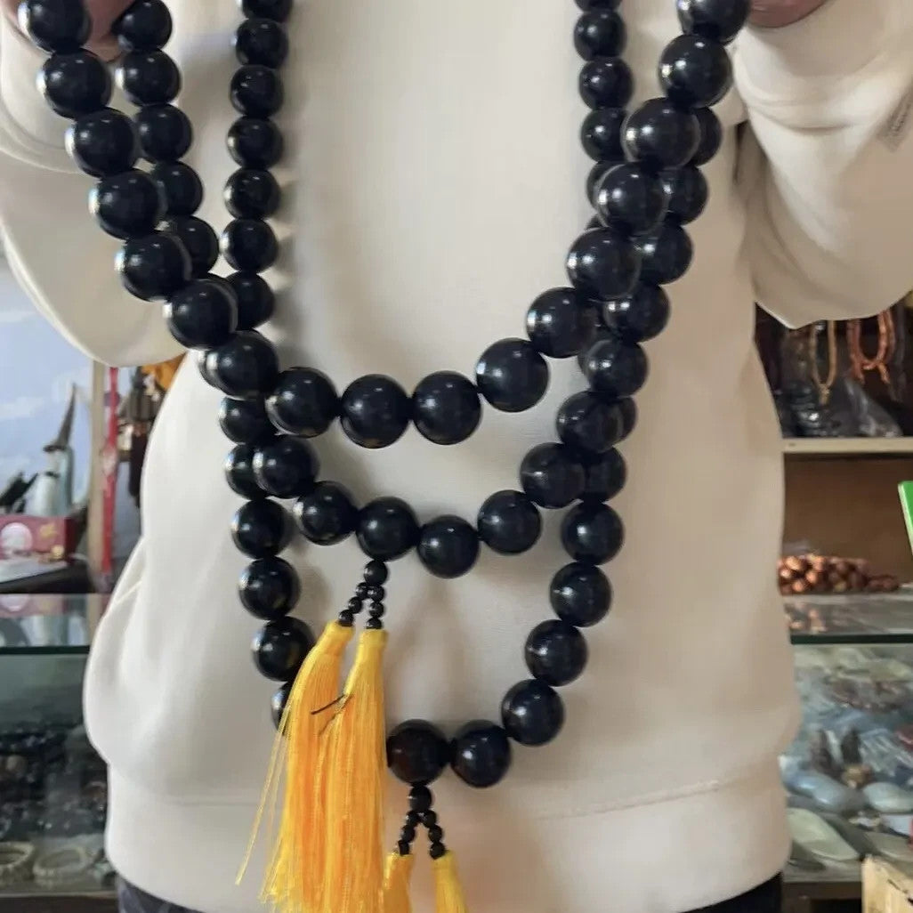 30mm*54pc Beads Natural Wood Buddha Necklace Shaolin Temple Monks Blessing Beads