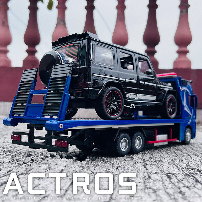 Diecast Toy Deck Flatbed Trailer Model Truck Car Alloy Transporter Vehicle Kids