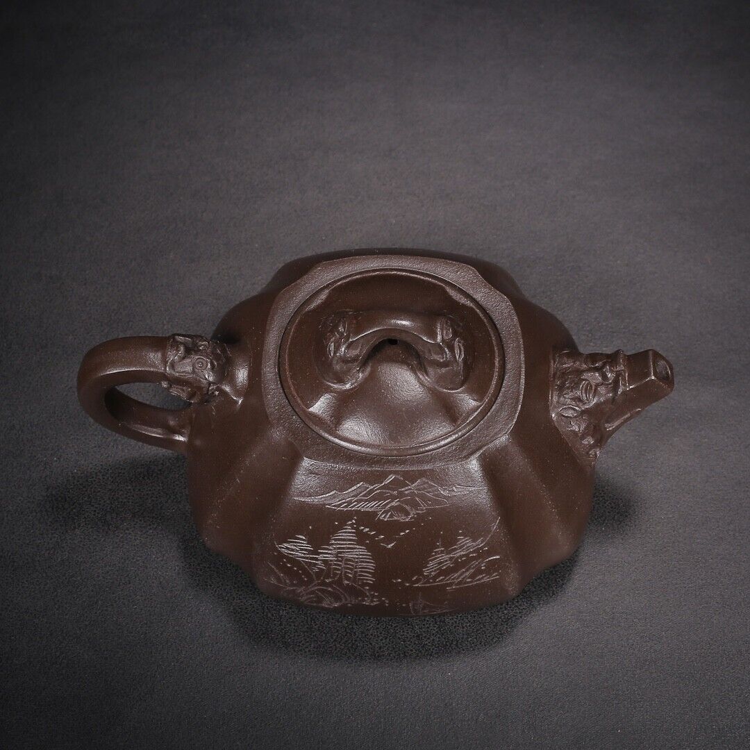 Chinese Yixing Zisha Clay Handmade Exquisite Teapot （龙头石瓢 底款：吴德盛）