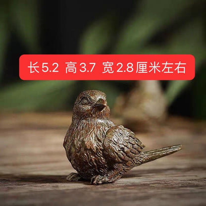 Copper Statue Figure Bird Tea Pet Teapot Lid Stand Home Decoration Rare Chinese