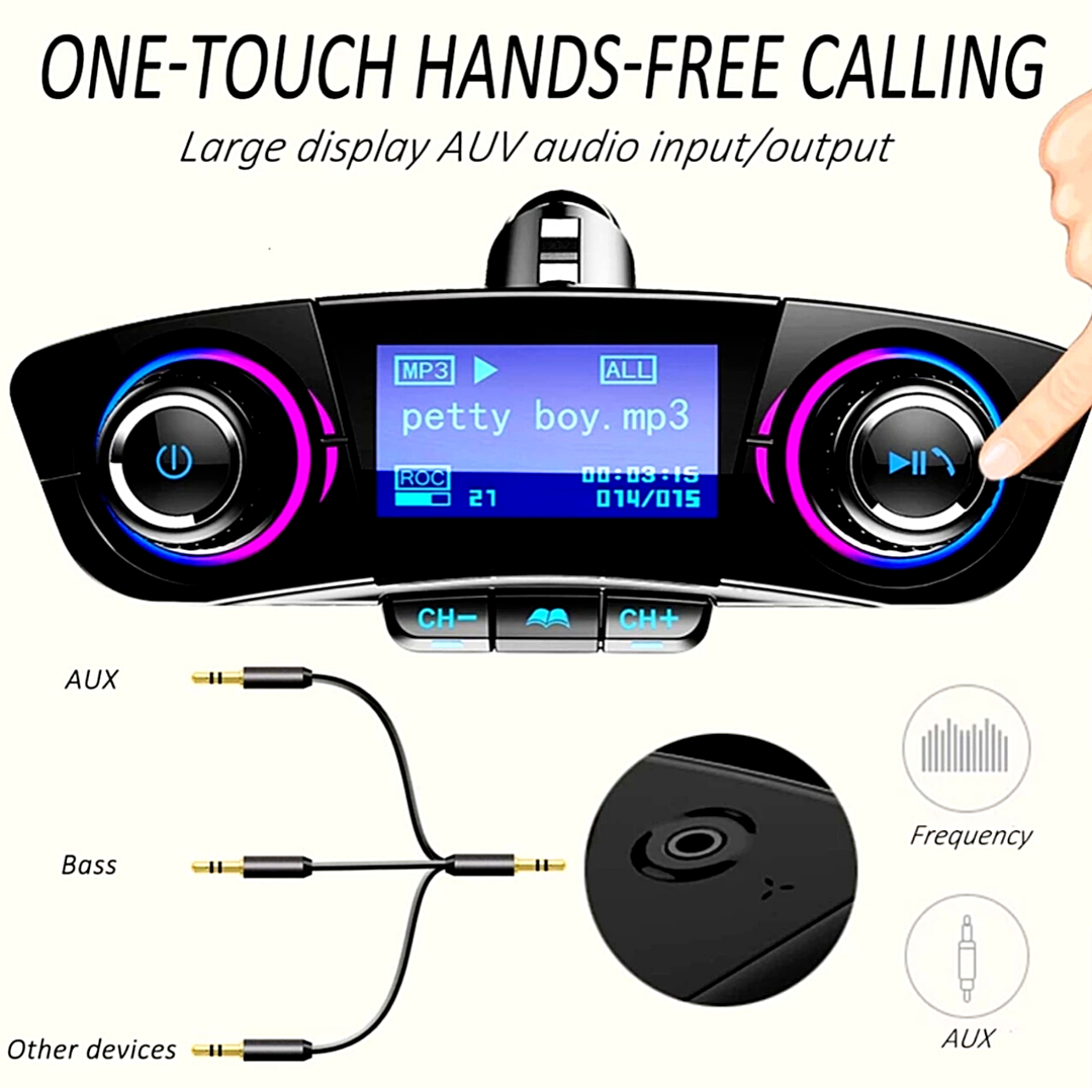 Universal Cargador De Reproductores Para Carro Reproductor Con Bluetooth MP3 USB