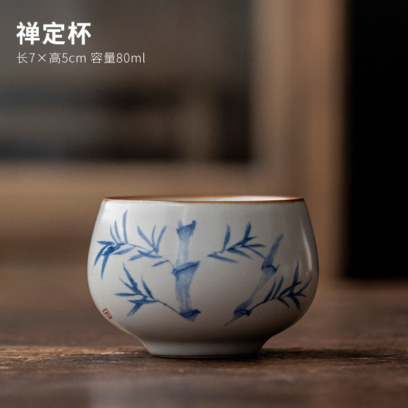 1pc Ru Kiln Teacup Master Cup Ceramic Tea Cup Kungfu Tea Set