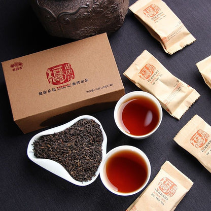 70g Ripe Puer Tea Healthy Fortune 10g×7 Bags Yunnan Haiwan Aged Shou Pu'er