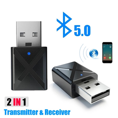 Transmisor de Audio Adaptador Receptor Estereo USB Bluetooth 5.0 PC TV Headphone