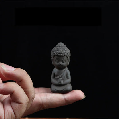 Four Mini Garden Accessories Buddha Statue Tea Pet Ceramic Figurine Sculpture