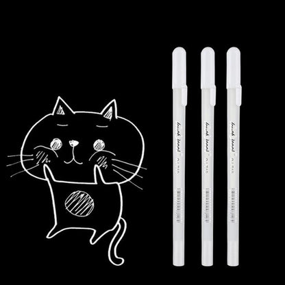 3Pack White Gel Ink Marker Pen Drawing Art Painting Tool 0.8MM Super-Smooth