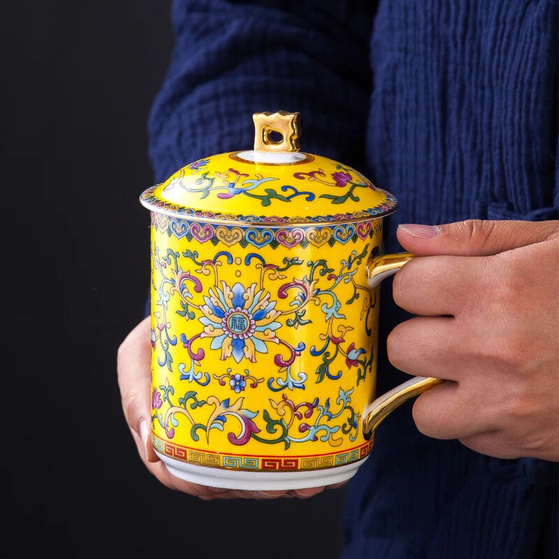 500ml China Jingdezhen Ceramic Home Tea Cup Water Cup Office Cup Conference Cup