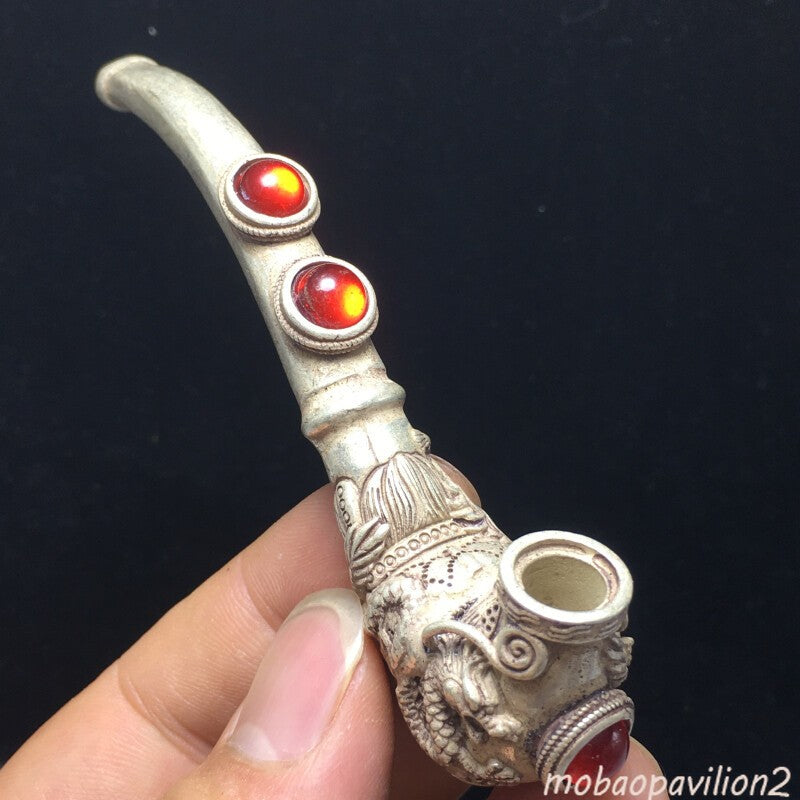 1pc New Copper Small Dragon Head Pipe Smoking Tool Statue Home Decoration