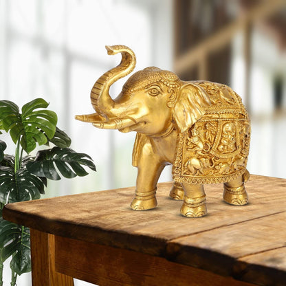 Brass Engraved Elephant Fengsui Vastu Idol Figurines Statue For Home Decor