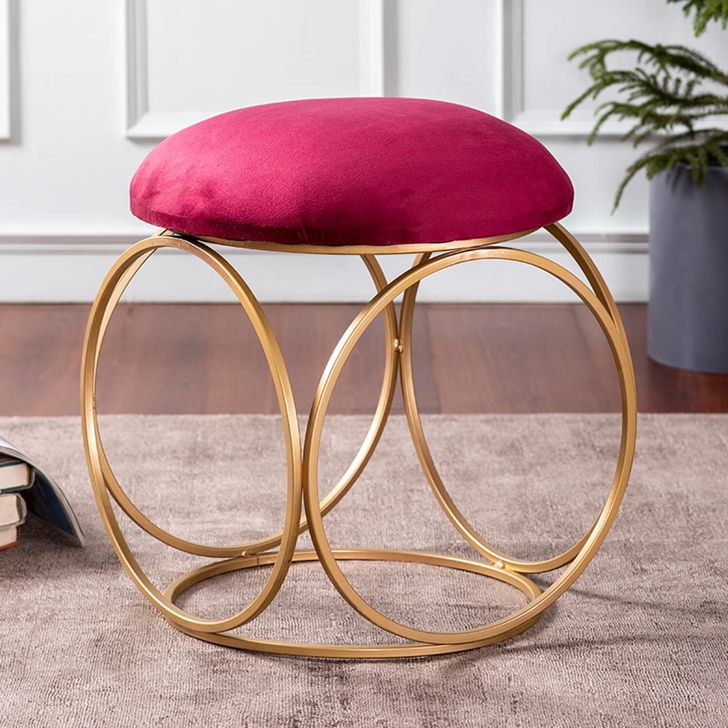 Metallic Ottoman Stool for Bedroom Living Room Pouffes Side Table for Sitting