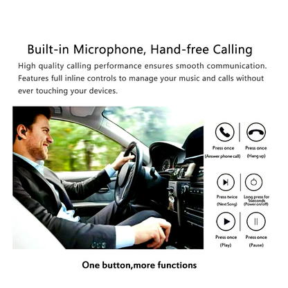 Bluetooth 5.0 Earpiece Wireless Headset Noise Cancelling Driving Trucker Earbud