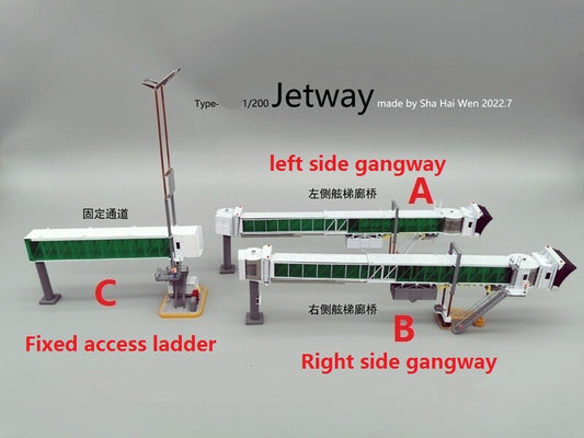 1/200 Airport Ground Service Aircraft Bridge Model Left+Fixed Access Ladder A+C