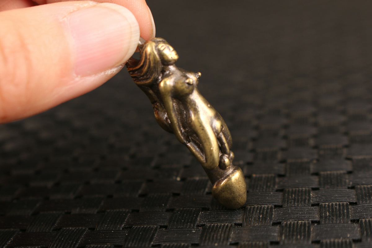 bronze mermaid man penis statue figure chinese collectable pendant A44