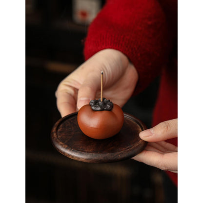 Ceramic Persimmon Incense Burner Tea Pet 4.4cm Tea Play Kungfu Tea Ceremony