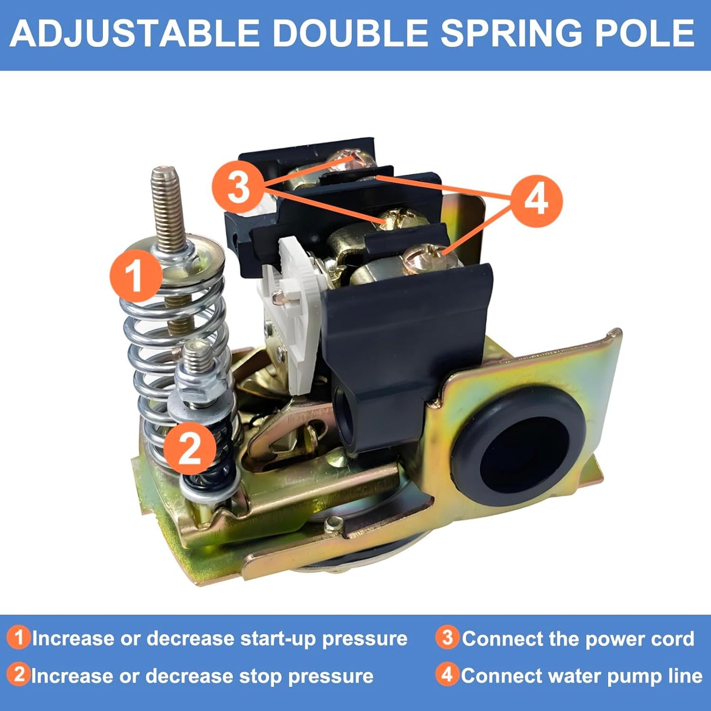 Water Pressure Switch 30-50 PSI Well Pump Pressure Switch Auto Electrical Contro