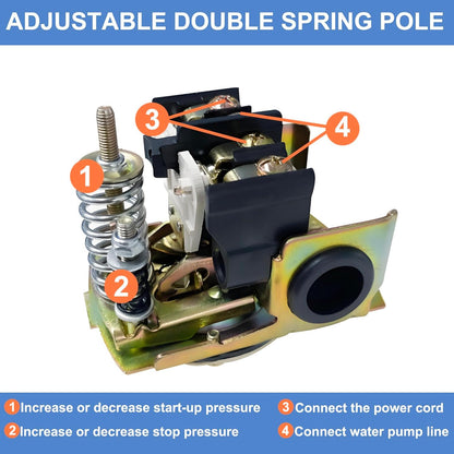 Water Pressure Switch 30-50 PSI Well Pump Pressure Switch Auto Electrical Contro