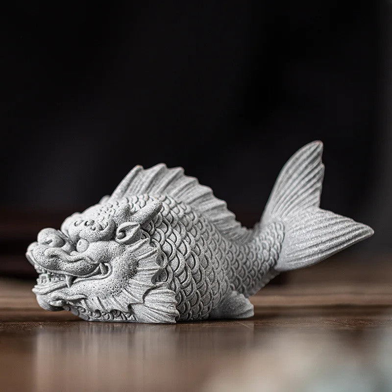 13.6cm Exquisitely Dragon Fish Tea Pet Ornament handmade Accessory Decorative