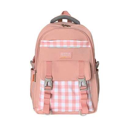 Plaid Waterproof College Backpack Laptop Traveling Book Backpack School Bag 1PC